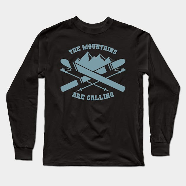 Skiing Mountain Slope Winter Sports Gift Long Sleeve T-Shirt by AlleyField